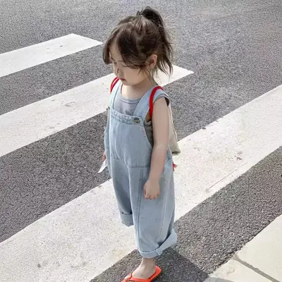 Korean Style 7/8 Sleeve Denim Jumpsuit with Vest