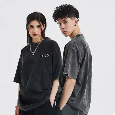 Men Grey Distressed Cotton T-Shirt Off-Shoulder Oversize