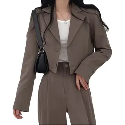 Women Pink Korean Style Suit Jacket 2025 Spring Fall Small