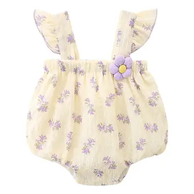 2025 Baby Girls Summer Ha-Layer Clothes Cream Purple Floral