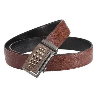 Men's Croc Belt Brown Black Silver Buckle Wholesale
