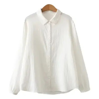 Women Long Sleeve Vintage Linen Shirt Purple
