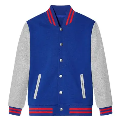 Children British Preppy Baseball Suit Royal Blue Gray Pants