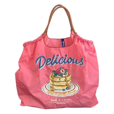 Pink Embroidered Ball & Chain Shopping Bag