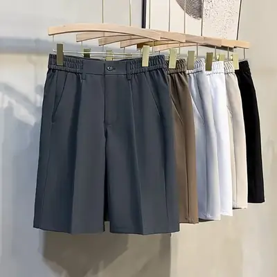 Men's Pop Short Shorts Summer Ice Silk Suit Loose Trousers