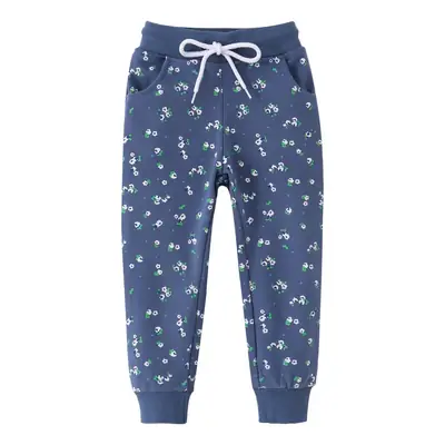 Autumn Winter Cotton Terry Boys Pants Blue Patterned