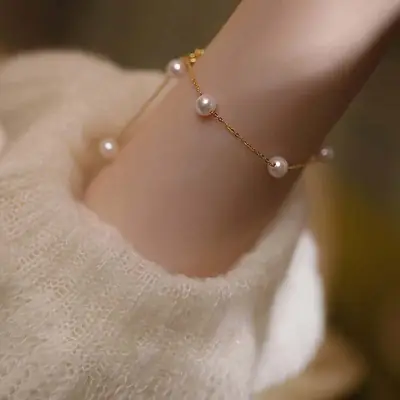 Natural Freshwater Pearl Bracelet for Women's Niche High-End Wear