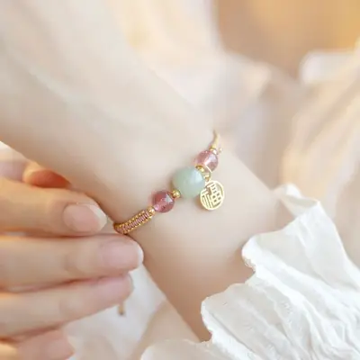Adjustable Woven Crystal Transfer Bracelet for Women