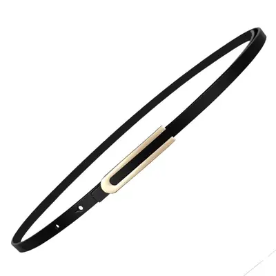 Women's Thin Red Leather Belt with Gold Plated Buckle