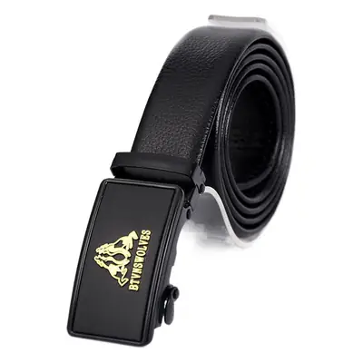 Men's Black Automatic Buckle Belt with Logo