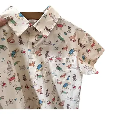 Xiaoma 2023 Summer Boys Girls Cartoon Printed Shirt