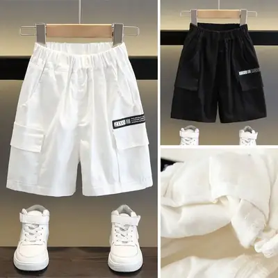 White Cargo Shorts for Men Summer Casual Wear