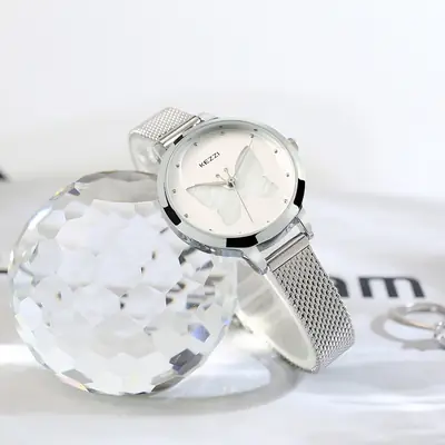Women's Crystal Watch with Silver Band & Water Resistant Dial