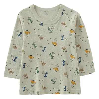 Boys Cotton Long Sleeve T-Shirt White Kids Pajamas