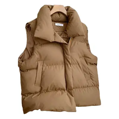 Women Down Cotton Vest Black 2025 Winter Korean Style