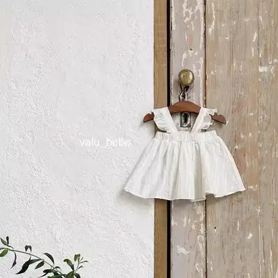Korean Style Baby Halter Top Dress White 2023