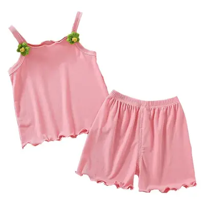 Girls Pink 2-Piece Summer Camisole Top Shorts Set