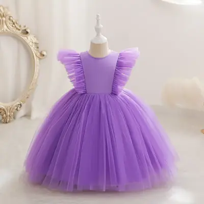 White Flying Sleeve Princess Dress for Girls