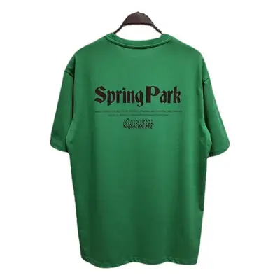Men Green Printed T-Shirt Spring Park Loose Fit Casual Wear