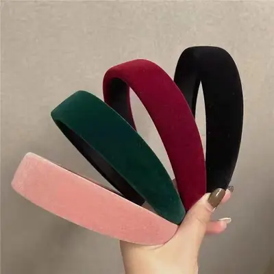 Black Velvet Wide Brim Hairband for Women