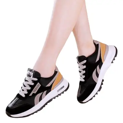Women's 2024 Sports Shoes Black White Orange Breathable