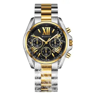 Men's Luminous Steel Band Watch with Cross Strap Design