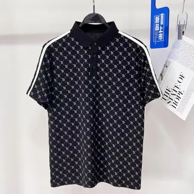 Men Black Embroidered Polo Shirt Short Sleeve Casual