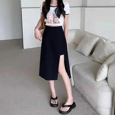 New Spring High Waist Split Skirt for Girls