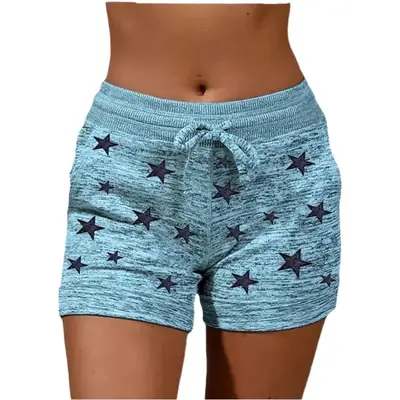 Women Star Print Quick Dry Shorts Gray Cotton
