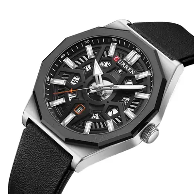 Curren Men's Blue Rose Gold Calendar Watch