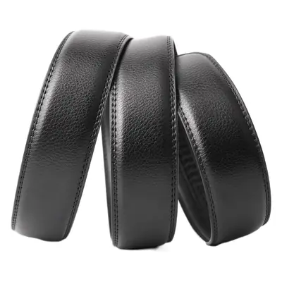 Men's Black Genuine Leather Belt with Automatic Buckle