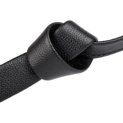 Men's Leather Belt with Gold Embroidered Buckle