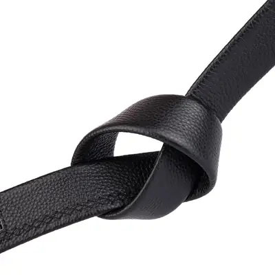 Men's Black Leather Belt with Gold M Buckle