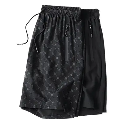 Men Black Printed Shorts Large 2305