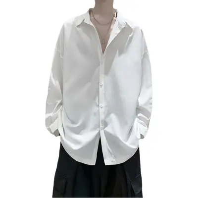 Black Long Sleeve Shirt for Men Autumn Winter Style