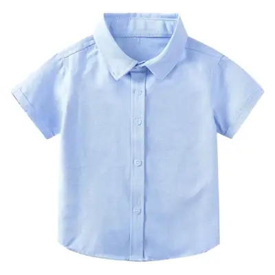 Children's Blue Short Sleeve Shirt Small Medium with Bow Tie