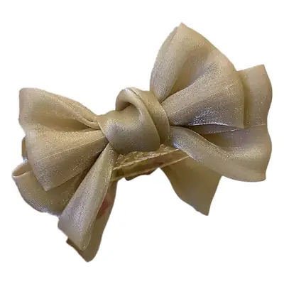 Golden Silk Bow Clip for Girls Hairpin
