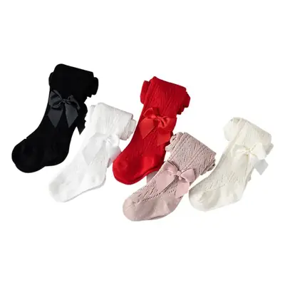 Spanish Ring Hollow Bow Baby Pantyhose Spring Summer 0-2Y