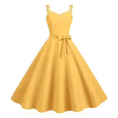 Yellow Strapless A-Line Dress for Women