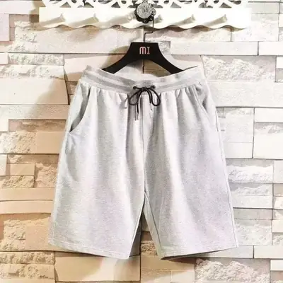 Men's Grey Cotton Drawstring Shorts Large