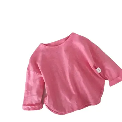Pink Cotton Round Neck T-Shirt for Kids