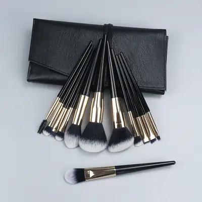 12-piece Black Gold Makeup Brushes Set