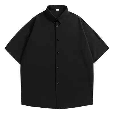 Men's Black Off-Shoulder Lapel Shirt Ice Silk 2025