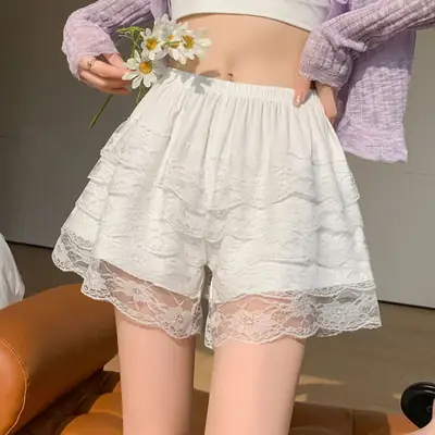 White Lace Shorts for Women Summer Wear