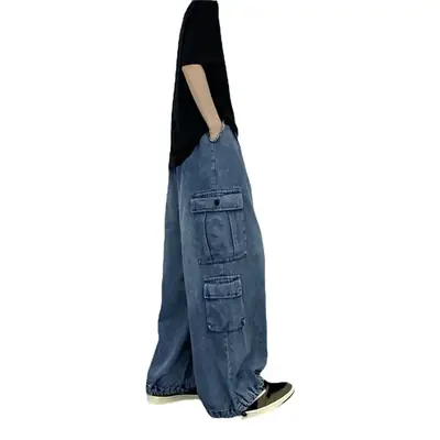 Men Women Hip Hop Loose Jeans Large Size