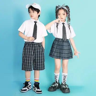 Children's Checkered Shorts Cheerleader Outfit