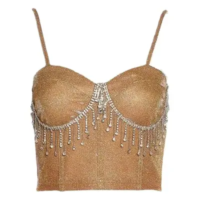 Golden Rhinestone Tassel Suspenders for Women
