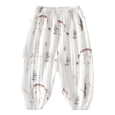 Baby Mosquito Proof Ankle-Tied Pants White Printed