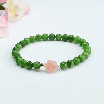 Green Jade Flower Bracelet for Women
