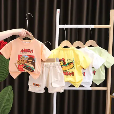 Foreign Trade Boys Cartoon Shorts Set Summer Cotton